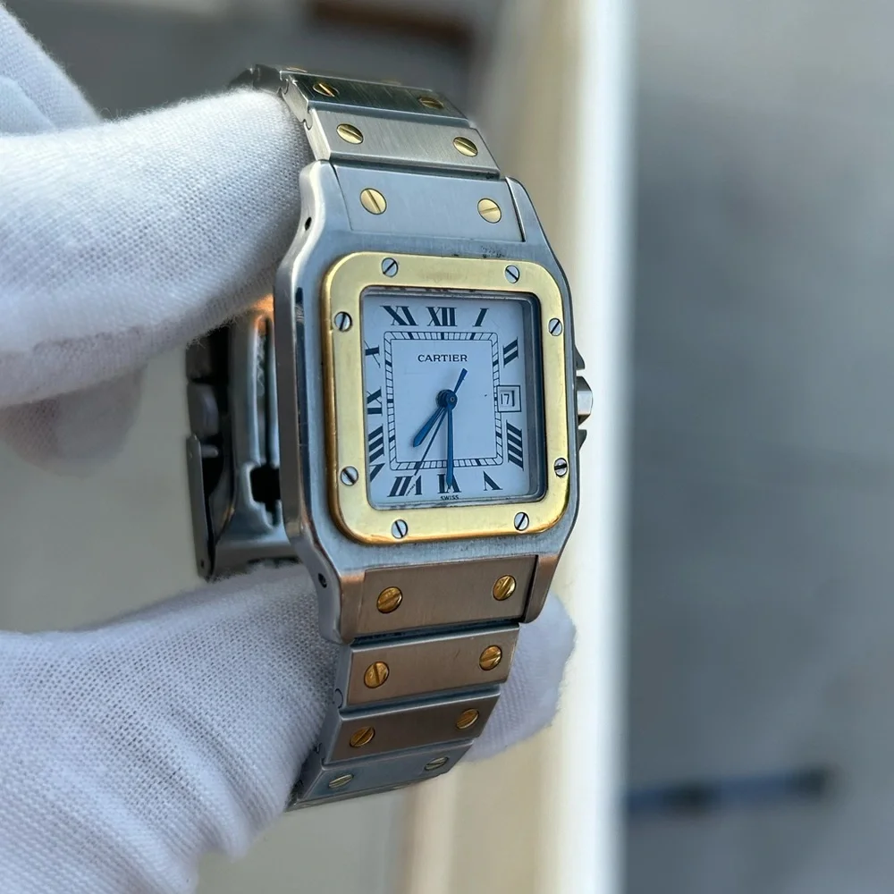 Cartier santos Carree 2961 Automatic two tone watch - Picture 5 of 15